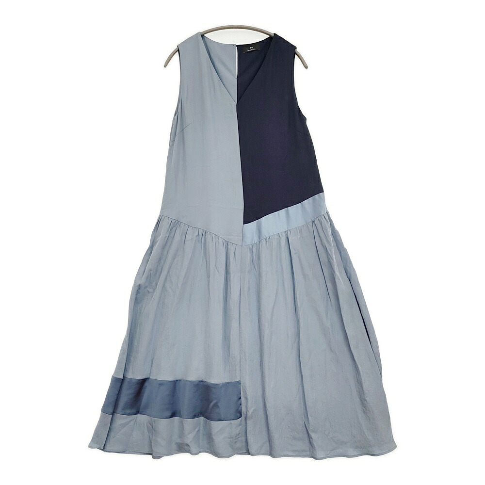 PS Paul Smith ウィメンズアセテートカラーブロックドレス 定価46200円 165326DR312 ワンピース 26SS グレイッシュブルー レディース ピーエスポールスミス【中古】6-0704S|ブランド古着の専門店 ジージー