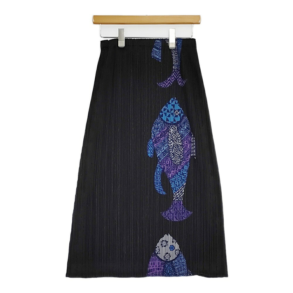 PLEATS PLEASE ISSEY MIYAKE フィッシュプリント プリーツスカート PP33-JG635 ロング ブラック レディース プリーツプリーズ【中古】5-0614M｜ブランド古着の専門店 ジージー 41,399円