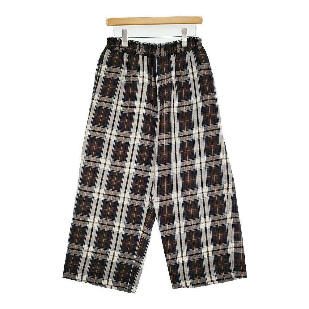 veritecoeur ウールリネンチェックパンツ 必要経費26400円 LTD-164 生やさしい 広々とした ズボン下 赤銅色 米国海軍 レディース ヴェリテクール【中古】6-0109T