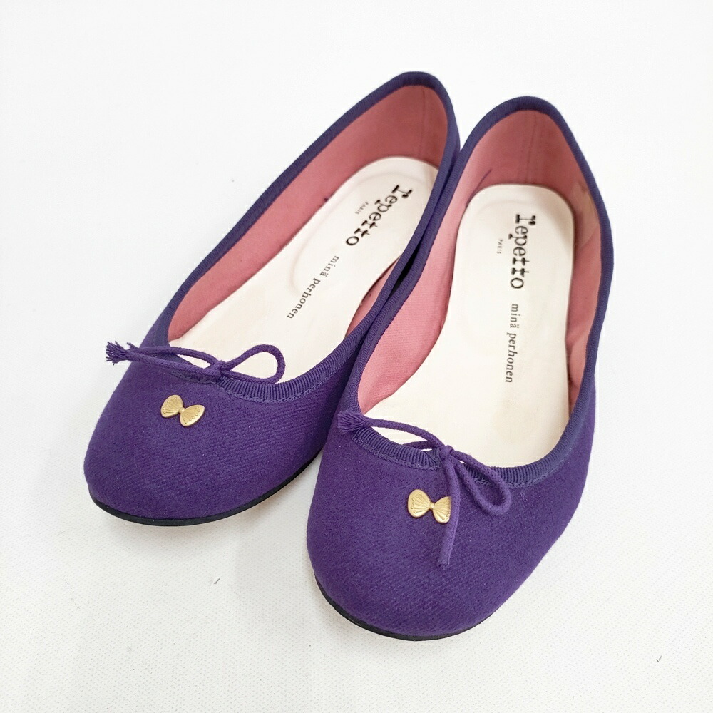 mina perhonen/repetto dop 定価35000円 サイズ36.5 バレエシューズ パープル レディース ミナペルホネン/レペット【中古】5-1123T