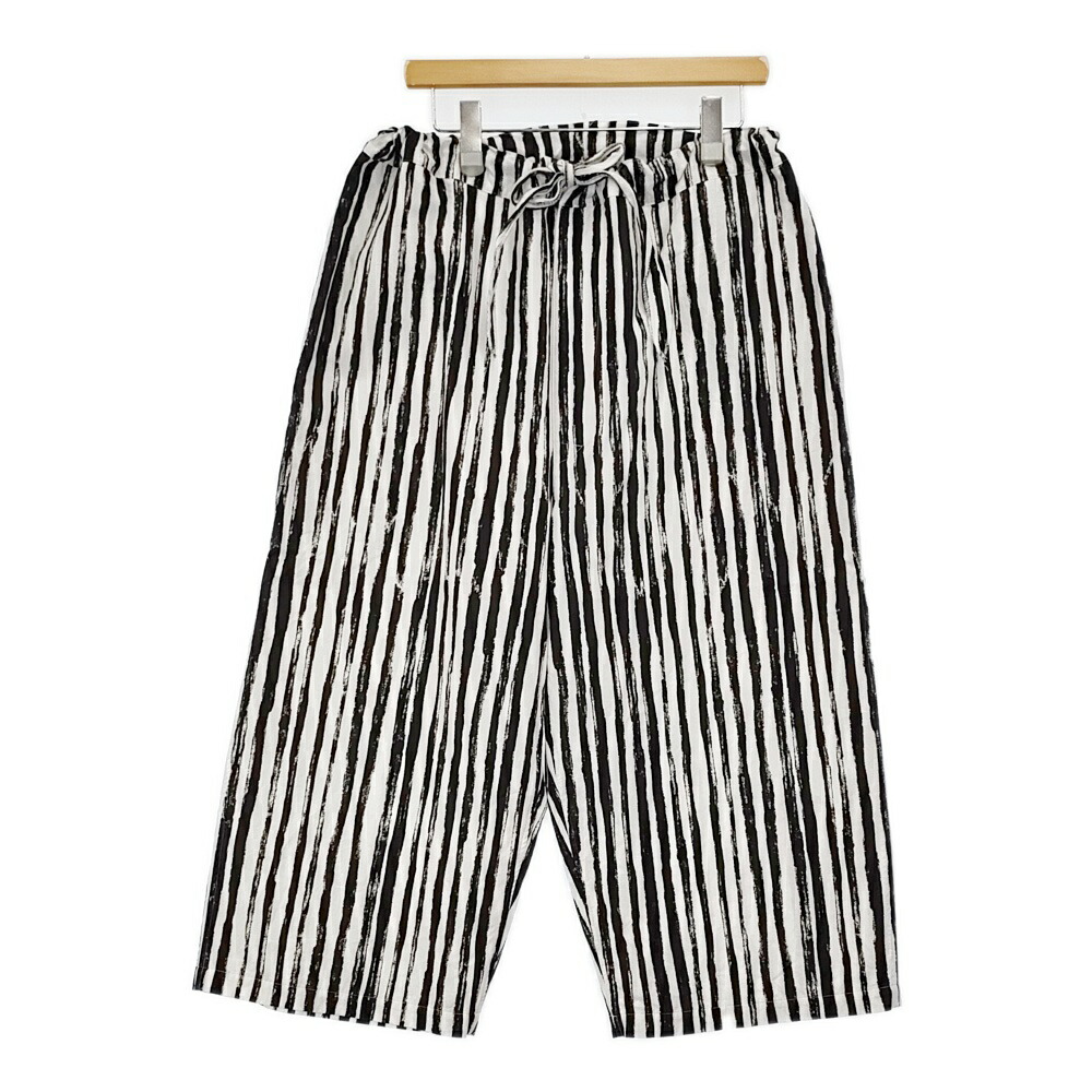 Senen Fujita avec humoresque セネンフジタ ユーモレスク string pants stripe ストリングパンツ ストライプ 定価68200円 ホワイト ブラック レディース【中古】5-1203M