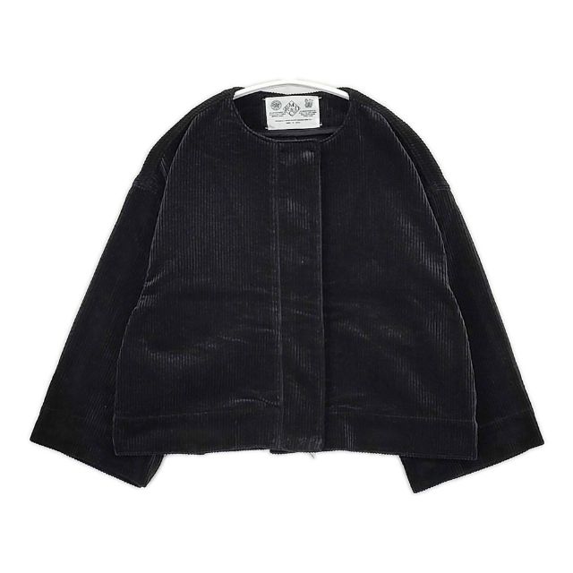 R\u0026D.M.Co- 9W CORDUROY WIDE SLEEVE JACKET コール天 否色つや上衣 黒いこと レディース オールドマンズテーラー【中古】5-1127T