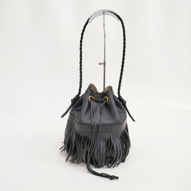 J&M Davidson CARNIVAL カーニバル フリンジ レザー ショルダーバッグ ブラック レディース ジェイアンドエムデヴィッドソン【中古】6-0312G