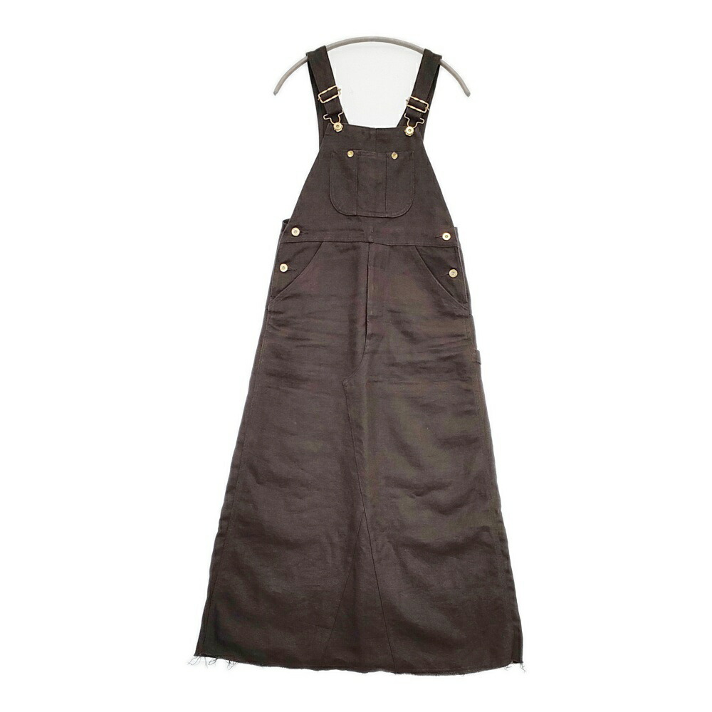 DELIY LINEN CANVAS JUMPER DRESS 定価48400円 ジャンパースカート カットオフ リネン サロペット ブラウン レディース デリー【中古】6-0321M 6,951円