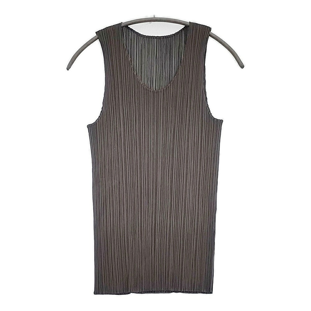 PLEATS PLEASE ISSEY MIYAKE PP05-JK001 筋目 ノースリーブ 大きさ4 カットソー 薄墨色 レディース 筋目プリーズ【中古】6-0515S