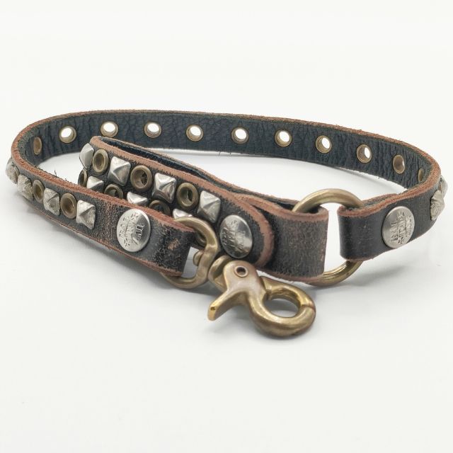 HYSTERIC GLAMOUR/BALTAZAR スタッズ ウォレットコード レザー 革 ウォレットチェーン ブラウン ブラック メンズ ヒステリックグラマー/バルタザール【中古】5-1130G|ブランド古着の専門店 ジージー