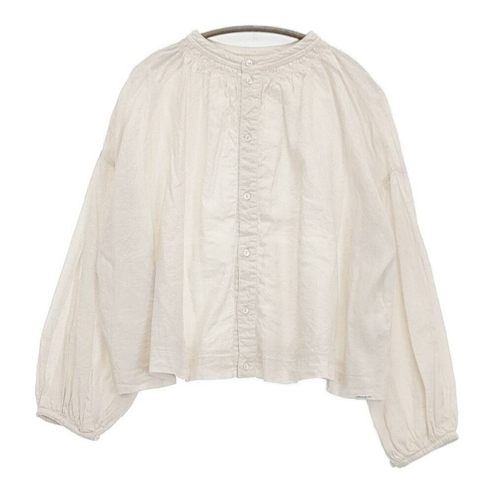 nest Robe UpcycleLino 近江晒生まれながら染め ギャザーショートブラウス 01231-1018 トップ プルオーバー キナリ レディース ネスト衣装【中古】6-0326M