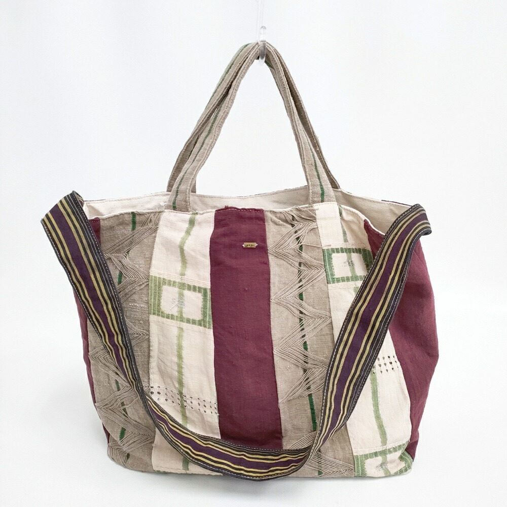 dosa LUNA BAG ルナバッグ 定価49500円 コットンリネン 2way トートバッグ ショルダーバッグ ベージュ ボルドー レディース ドーサ【中古】5-1206G