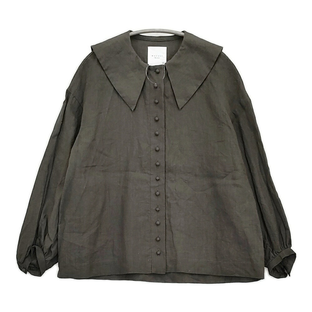 MAGALI リネンパピエ グランカラーブラウス 定価25300円 ブラウス シャツ 24AW チャコールグレー レディース マガリ【中古】6-0203M