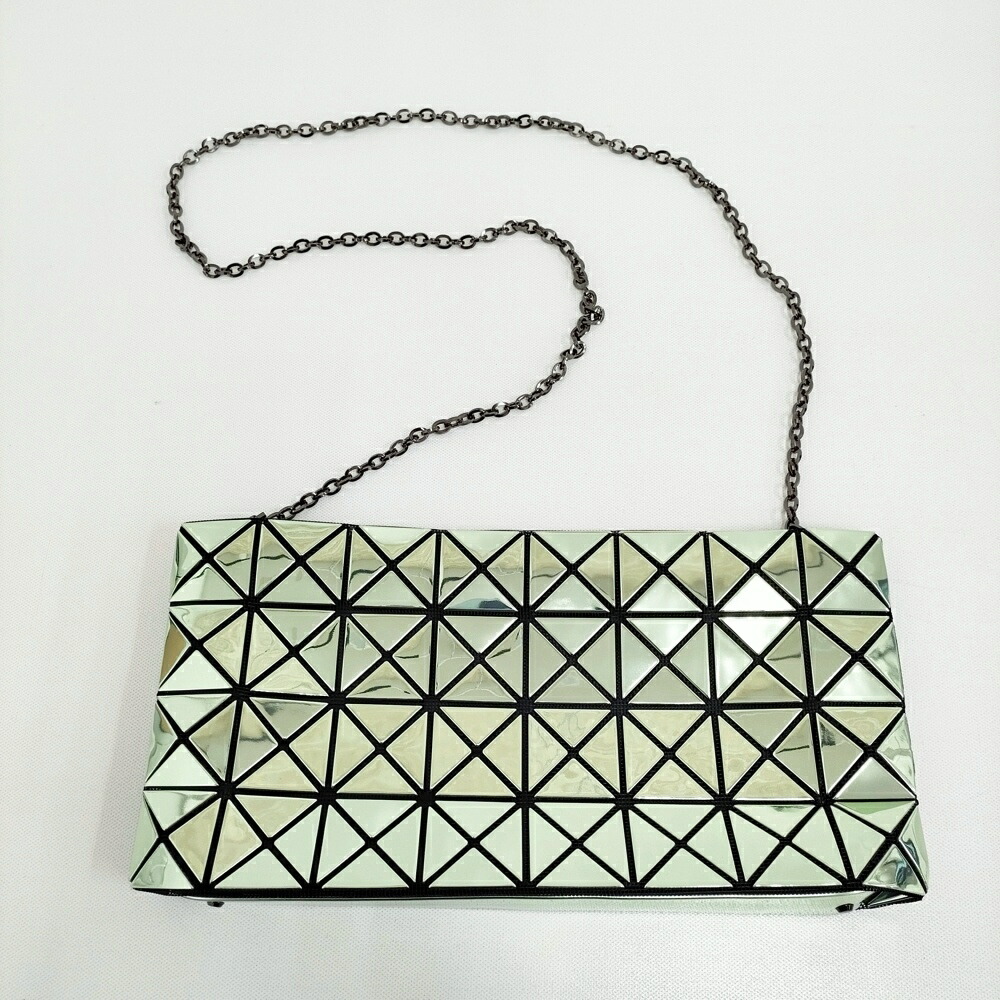 BAO BAO ISSEY MIYAKE メタリックチェーンショルダーバッグ BB31-AG123 ライトグリーン レディース バオバオイッセイミヤケ【中古】6-0401G