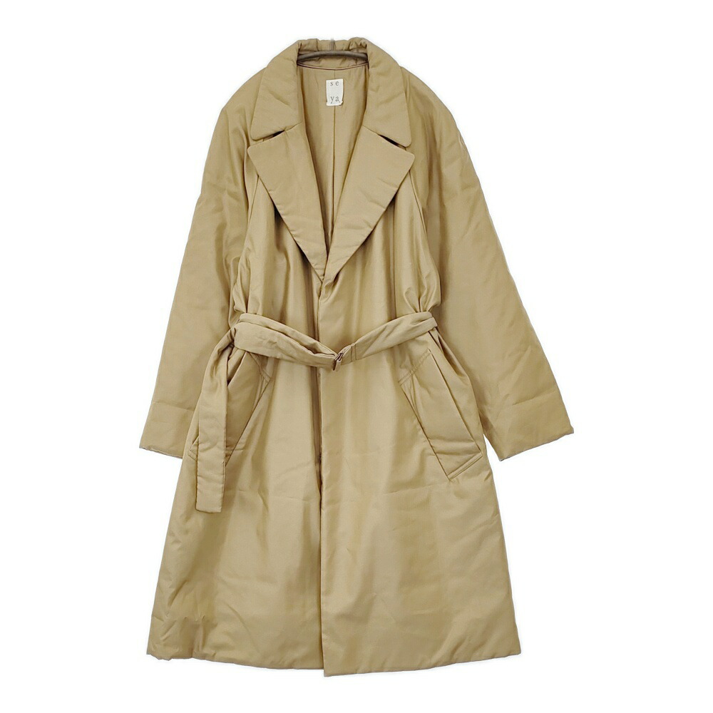 seya. 未使用 SK'GROVE PADDED COAT SILKY POWDER CUPRO サイズ2 定価167200円 コート 24AW ベージュ レディース セヤ【中古】5-0628T 33,534円