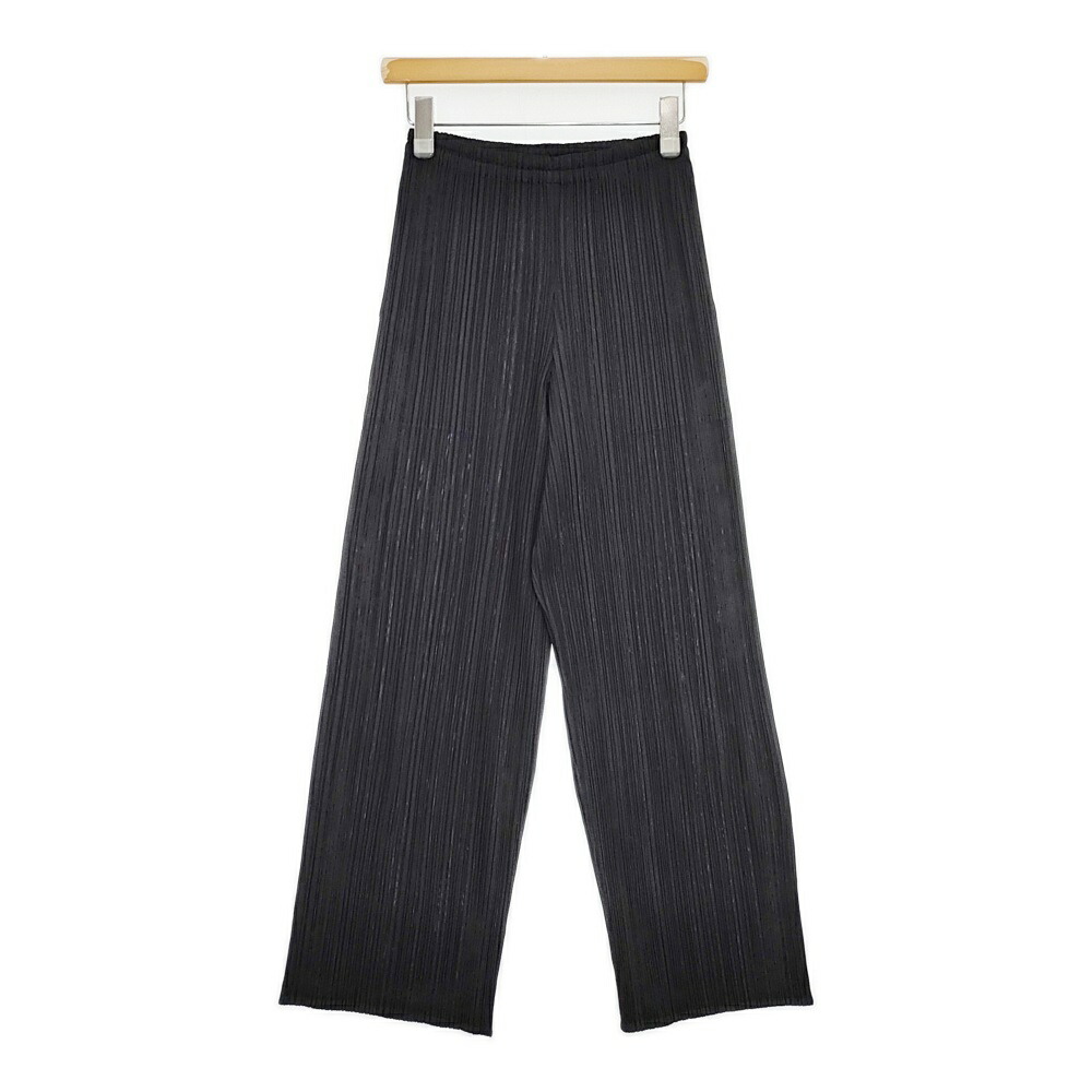 PLEATS PLEASE ISSEY MIYAKE イッセイミヤケ 広々としたズボン下 イージーパンツ 日本製 大きさ2 ズボン下 黒いこと レディース 筋目プリーズ【中古】6-0525G