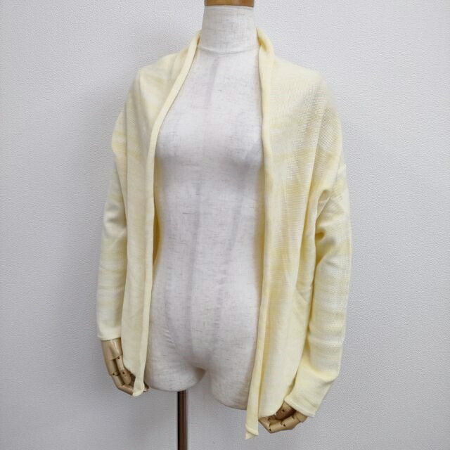 DANIELA GREGIS 未使用品 カシュクールコットンニットボタンレスカーディガン イエロー ホワイト レディース ダニエラグレジス【中古】4-0802M
