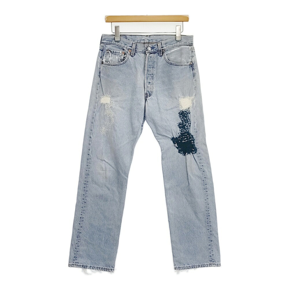 PATRINIA Hand Stitch Woven Wool \u0026 Cashmere 5.5H 羊毛 カシミール リメイク製作 USA Levi\u0027s 501 ジーンズズボン下 ともし火青み レディース パトリニア【中古】6-0525G