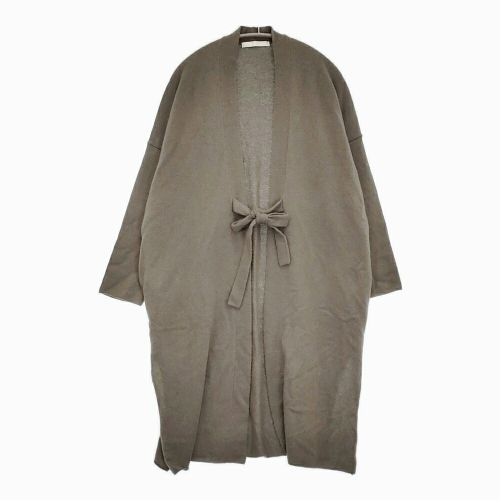 evam eva cashmere robe 定価71500円 E243K130 サイズM カシミヤローブ カーディガン 24AW グレージュ レディース エヴァムエヴァ【中古】5-1222T