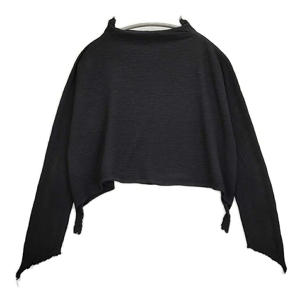 Haat ISSEY MIYAKE ハイネック 切りっぱなし絵図面 大いさ2 絨毛 カットソー 黒いこと レディース ハート型イッセイミヤケ【中古】6-0215M レディースファッション-Tシャツ・カットソー