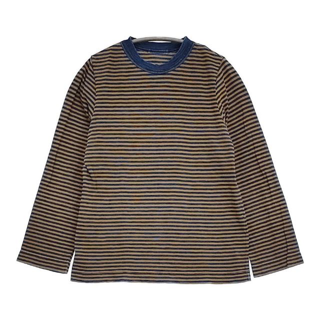 45R/45rpm 縞天竺の真四角プルオーバー インディゴ 通貨価値18700円 長袖Ｔシャツ カットソー ロンＴ 米国海軍 赤銅色 レディース フォーティーファイブアールピーエム【中古】6-0523M