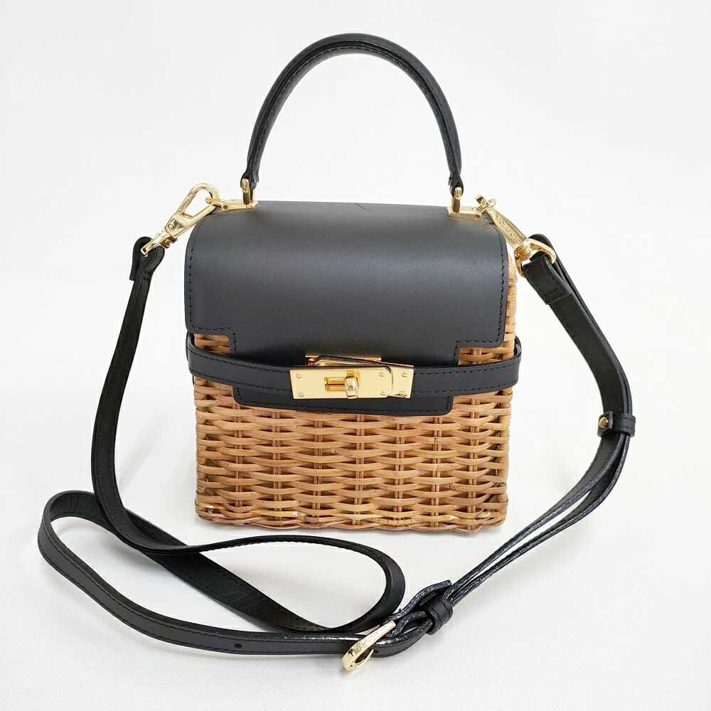 VIOLAd\u0027ORO ラタンミニバッグ 通貨価値26400円 かご御徒面子 ベージュ クロ レディース ヴィオラドーロ【中古】6-0528M
