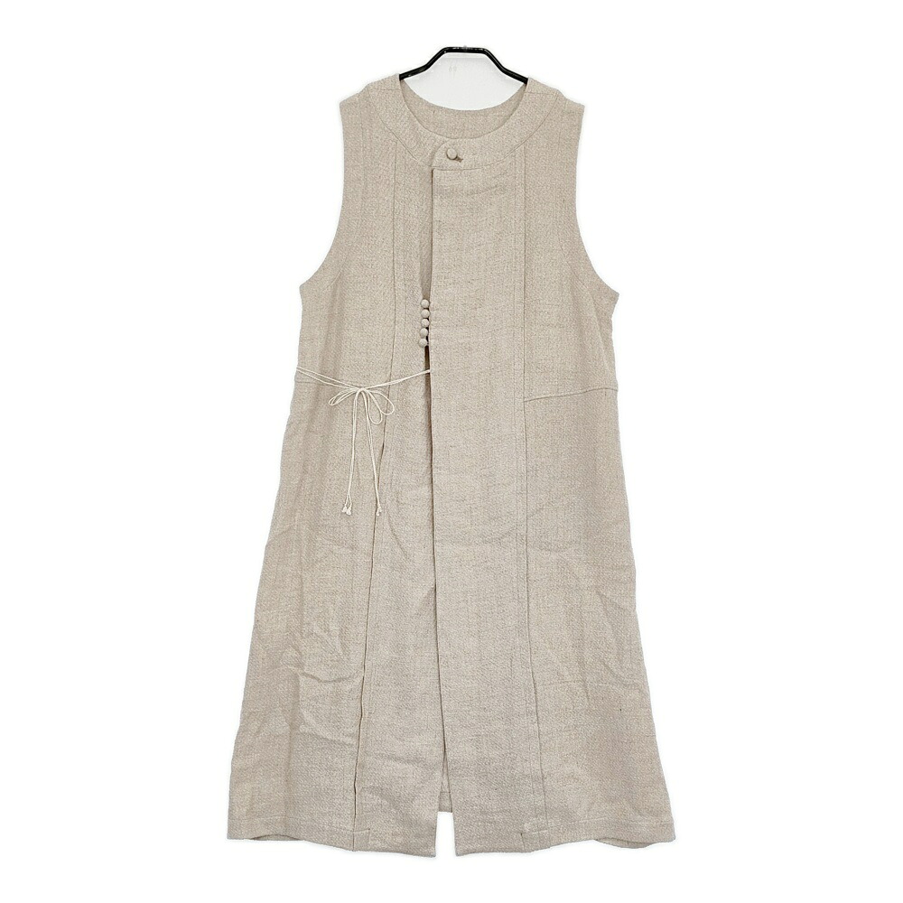 the last flower of the afternoon 陽射しの影 sleeveless tablier robe ローブ ワンピース ベージュ レディース ラストフラワー【中古】5-0608S