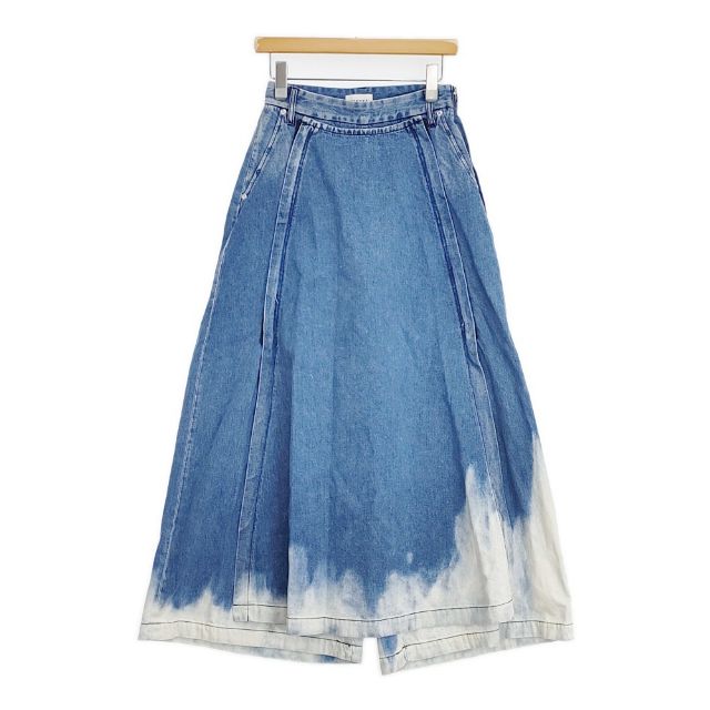 TANAKA THE WIDE SKIRT PANTS 必要経費49500円 ワイドスカートパンツ2WAYブリーチUSED製作 ST-152 ジーンズズボン下 青み レディース タナカ【中古】6-0202G