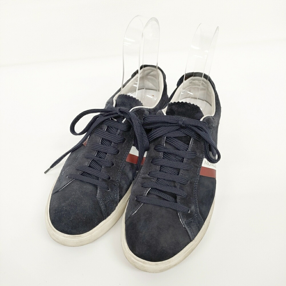 MONCLER LA MONACO スエード サイズ40 スニーカー ネイビー メンズ モンクレール【中古】6-0202G