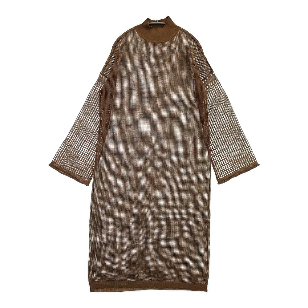 muller of yoshio kubo ラッセルメッシュロングワンピース 定価31900円 ハイネックニット ブラウン レディース ミュラーオブ ヨシオクボ【中古】6-0224M
