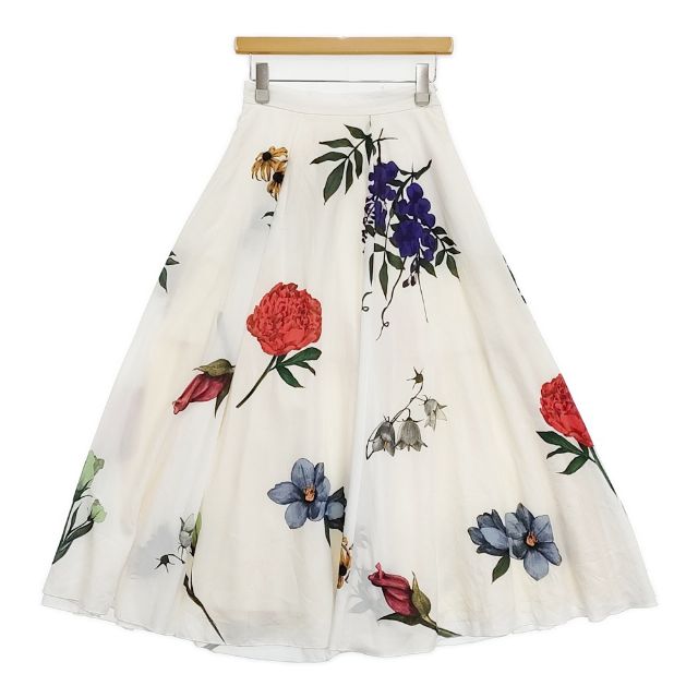AMERI AMANDA CIRCULAR SKIRT 02920920980 花柄 ロングスコート 白いこと レディース アメリ【中古】6-0521M