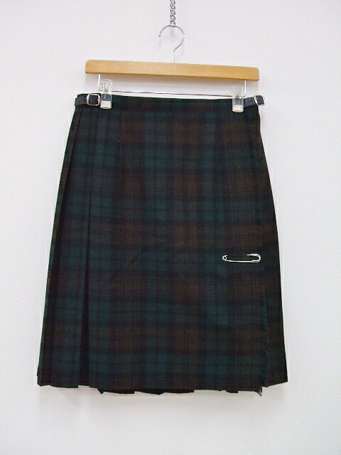 オニールオブダブリン　ロングラップスカート　チェック　プリーツ　ブラウン オニールオブダブリン O'NEIL of DUBLIN スカート 丈93cm 5093W