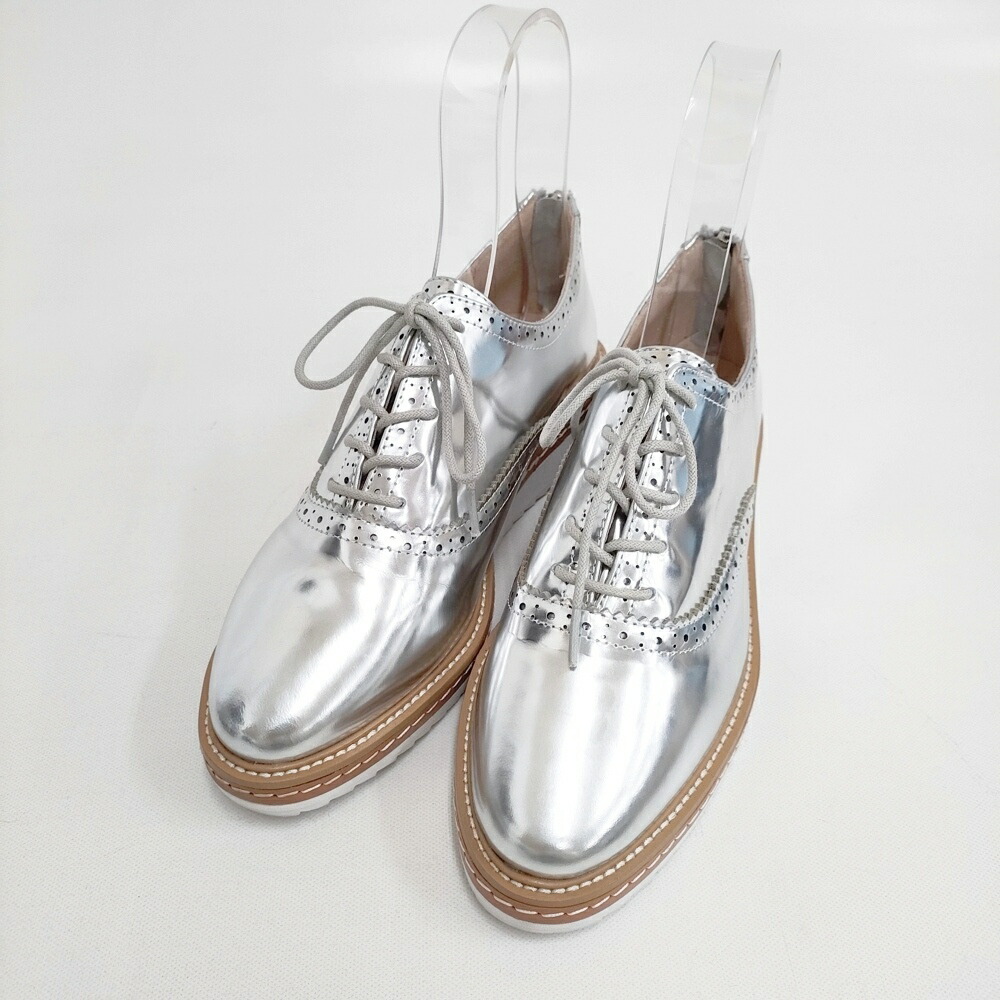 BARNYARDSTORM バックジップ レースアップ サイズ39 シューズ・靴 シルバー レディース バンヤードストーム【中古】6-0127G