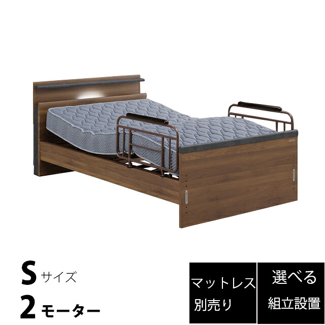 電動寝台 2原動機 電動リクライニング寝台 シングル マットレス別売り 側面かばい立て2本付き添い人 介護寝台 グランツ社 寝台 介護用寝台