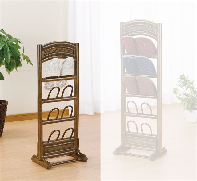 楽天市場】スリッパラック5段タイプ R-295B ブラウン 籐 籐家具