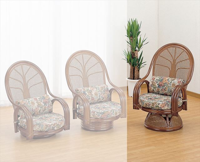 ラタン 籐 ラウンドチェアー ハイタイプ 回転 椅子 TK-771 座椅子 今枝商店 座椅子 回転座椅子 ラウンドチェアー ハイタイプ 回転