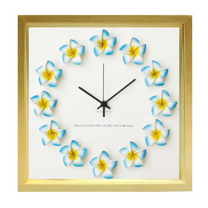 ハワイアン プルメリア 文字盤 掛け時計 FrangiPani Clock1 プルメリア ブルー ナチュラル FP-1003 保証付 店舗 カフェ ラウンジ ロビー ホテル 法人 kar-4534129s3 掛け時計 置き時計 掛け時計 送料無料 北欧 モダン 家具 インテリア ナチ