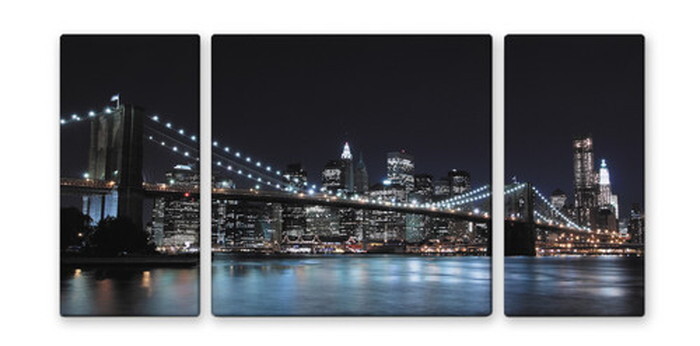 CANVAS ART キャンバスアート BrooklynBridge ブルックリンブリッジ Lサイズ W1000&times;H500 3枚組 US-2001 店舗 カフェ ラウンジ ロビー ホテル 法人 kar-4999340s2 アートパネル アートボード 壁紙 装飾フィルム 送料無料 北欧 モダン 家具｜家具・インテリアのジェンコ