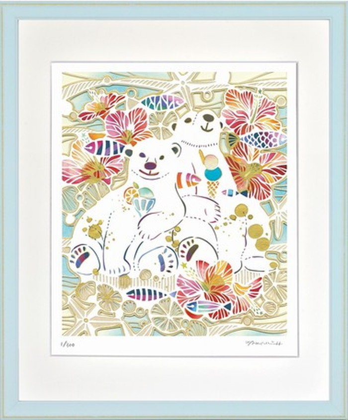 楽天市場】絵画 しろくまの夏休み 平石智美/額入り 絵画 アート