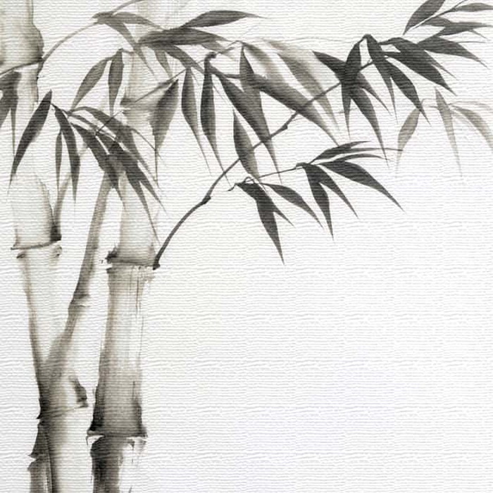 水墨画 竹と草 木製フレーム付き 約60cm x 30cm 在庫僅少】 水墨画 竹と草 木製フレーム付き 約60cm x 30cm 絵画