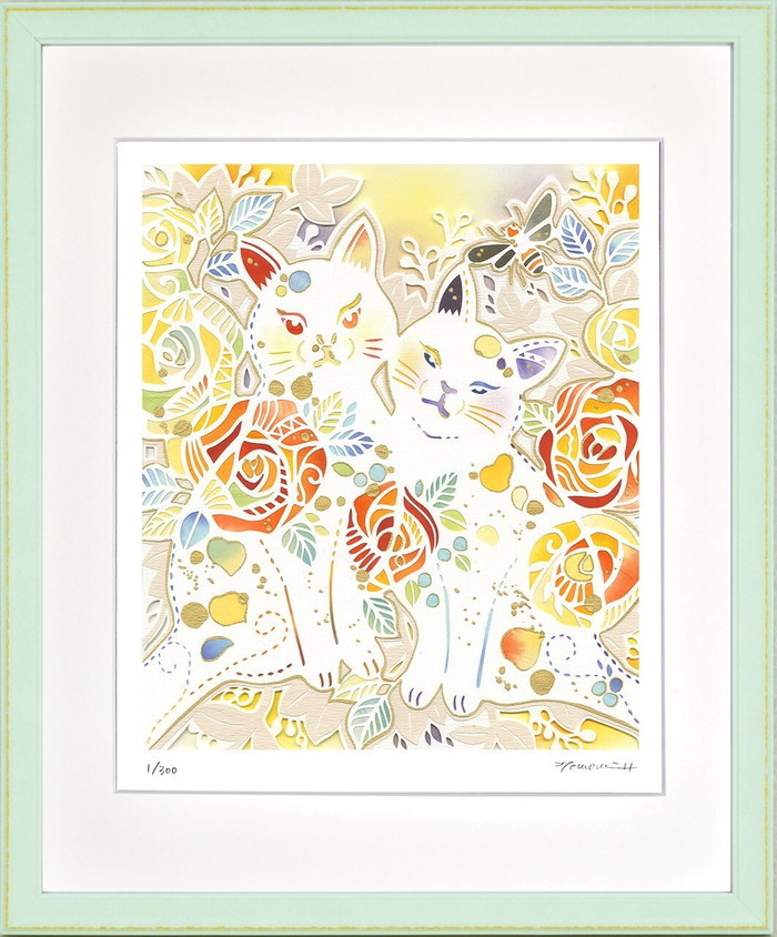平石 智美 黄味がかったの薔薇と2匹のねこ C4318 375x452x27粍 ZTH-62215 工芸 絵 ひな形  bic-10387719s1 工芸ダイアログボックス 工芸ゲーム盤 壁紙 かざり付ける写真フィルム 貨物輸送無料 北欧 今めかしい 調度品 室内装飾 自然的 テイ同盟罷工 新やって行く オススメ 今めかしい 後ばらい