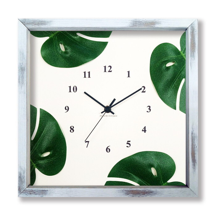 Monstera Clock モンステラクロック SV-3001 フレームカラー：アンティークホワイト 保証付 店舗 カフェ ラウンジ ロビー ホテル 法人 kar-9302219s1 アートパネル アートボード 壁紙 装飾フィルム 送料無料 北欧 モダン 家具 インテリア