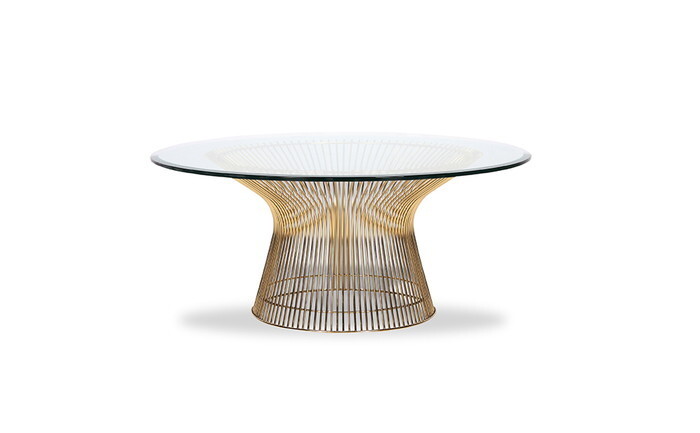 プラットナー コーヒーテーブル PLATNER Coffee Table ウォーレン・プラットナー 金メッキ ブラックフレーム 3年保証付 デザイナーズ ジェネリック家具 リプロダクト inv-8848btgol センターテーブル ローテーブル テーブル 北欧 モダン 家具 インテリア ナチュラル｜家具・インテリアのジェンコ