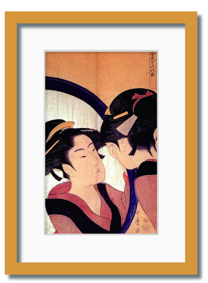 ガラス絵　美人画 希少！ガラス絵【 明治手描き硝子絵 美人画 浮世絵額】古美術
