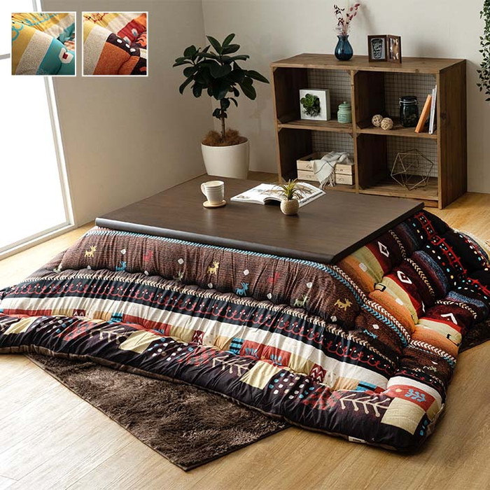 こたつ布団 長方形 単品 ギャッベ柄 約205×245cm ブルー レッド ihk-1161030040203 こたつ用掛け布団 こたつ用布団 カバー 送料無料 北欧 モダン 家具 インテリア ナチュラル テイスト 新生活 オススメ おしゃれ 後払い