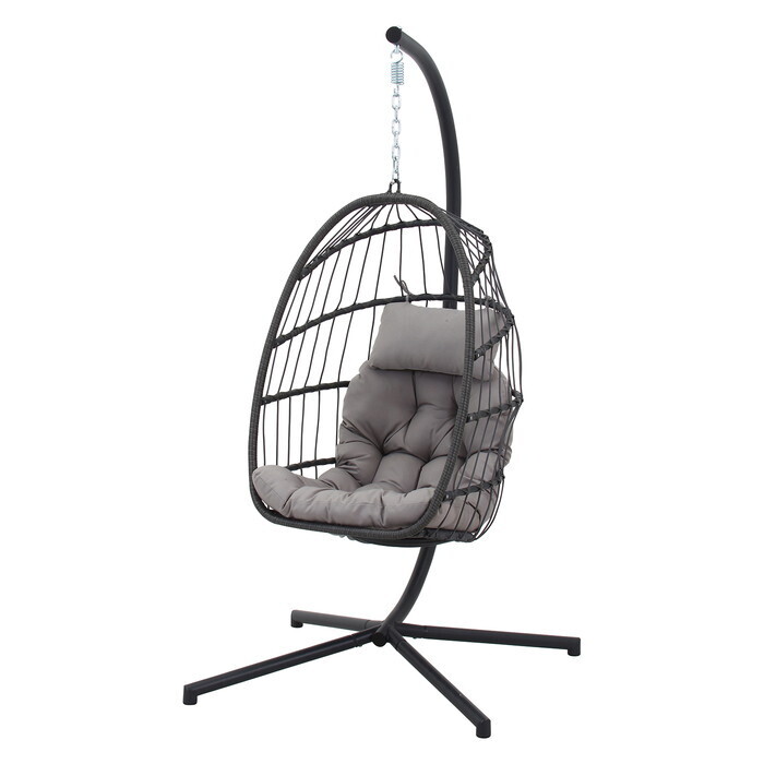 ハンギングチェア elma グレー 完成品 一部取付 W990×D1080×H1980mm 19.8kg fj-52053 ダイニングチェア イス チェア 送料無料 北欧 モダン 家具 インテリア ナチュラル テイスト 新生活 オススメ おしゃれ 後払い