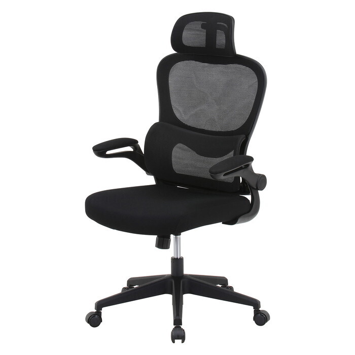 メッシュチェア ランバーサポート付き ルフト BK ブラック 組立品 W640×D630×H1110-1240mm 12.25kg fj-91010 ダイニングチェア イス チェア 送料無料 北欧 モダン 家具 インテリア ナチュラル テイスト 新生活 オススメ おしゃれ 後払い