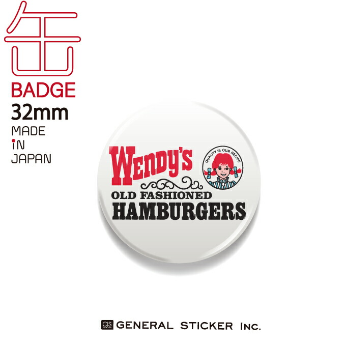 楽天市場】ウェンディーズ 缶バッジ 32mmサイズ RED ウェン