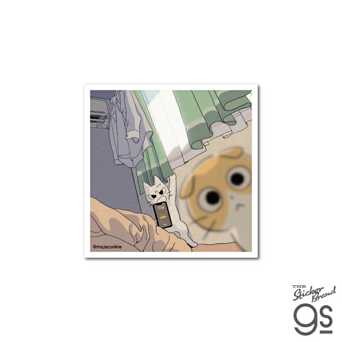 しかるねこ ダイカットステッカー 起きて起きて！！ イラスト 猫 動物 可愛い SNS 人気 スマホ キャラクター gs 公式グッズ SKN006画像