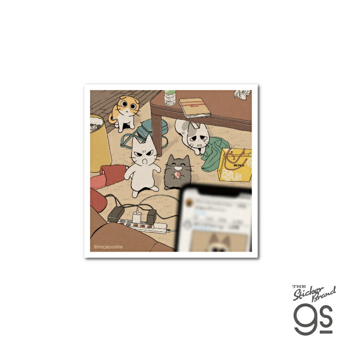 しかるねこ ダイカットステッカー スマホ見すぎ！！ イラスト 猫 動物 可愛い SNS 人気 スマホ キャラクター gs 公式グッズ SKN007画像