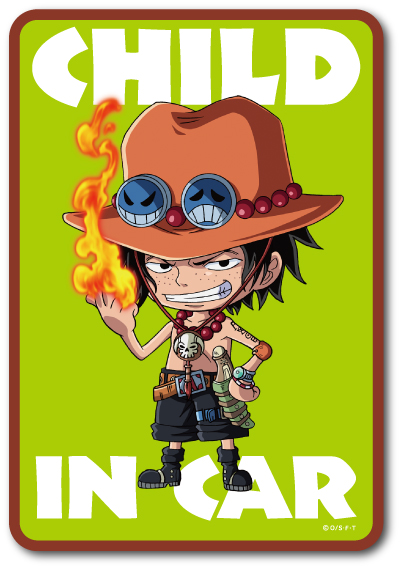 ONE PIECE ワンピース ベビーインカー ステッカー LCS522 エース CHILD IN CAR 車 こども 漫画 アニメ 公式グッズ画像