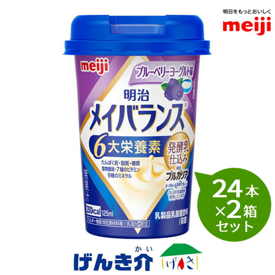 【2箱セット】明治 メイバランスミニカップ ブルーベリーヨーグルト味125ml×24本×2箱セット発酵乳仕込みシリーズ 濃厚流動食 高カロリー 飲料 200kcal対応【店頭受取対応商品】|介護ストアげんき介 店