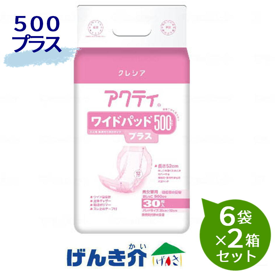 【2箱仕掛ける】日本製紙クレシア アクティG広々としたパッド 500つけ加える（30枚入）6袋×2箱仕掛ける［直送品］W955059