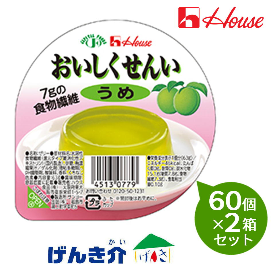 【2箱セット】ハウス おいしくせんい うめ61g×60個×2箱セット センイ 梅|介護ストアげんき介 店